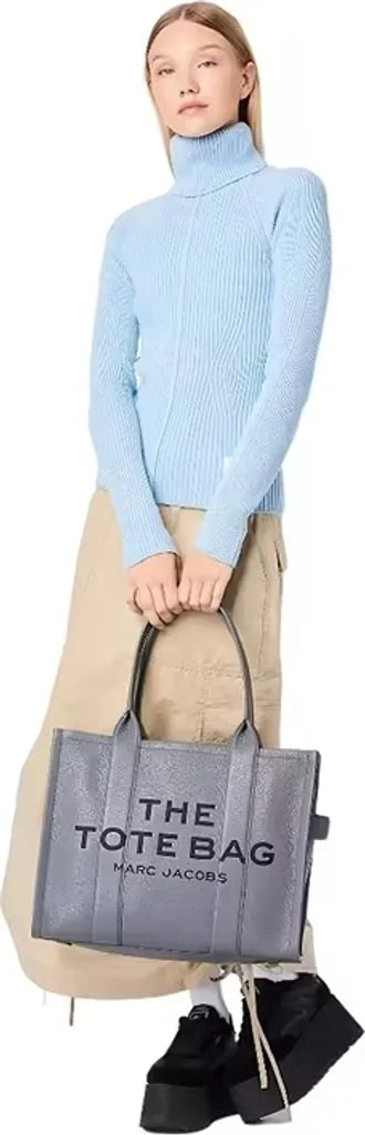 Bolsa Tote Grande Marc Jacobs em Pele Cinzenta – Modelo Large