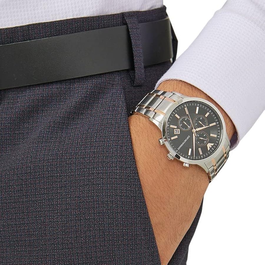 Relógio Emporio Armani AR11165 Renato para Homem – Bicolor Prata e Ouro Rosa