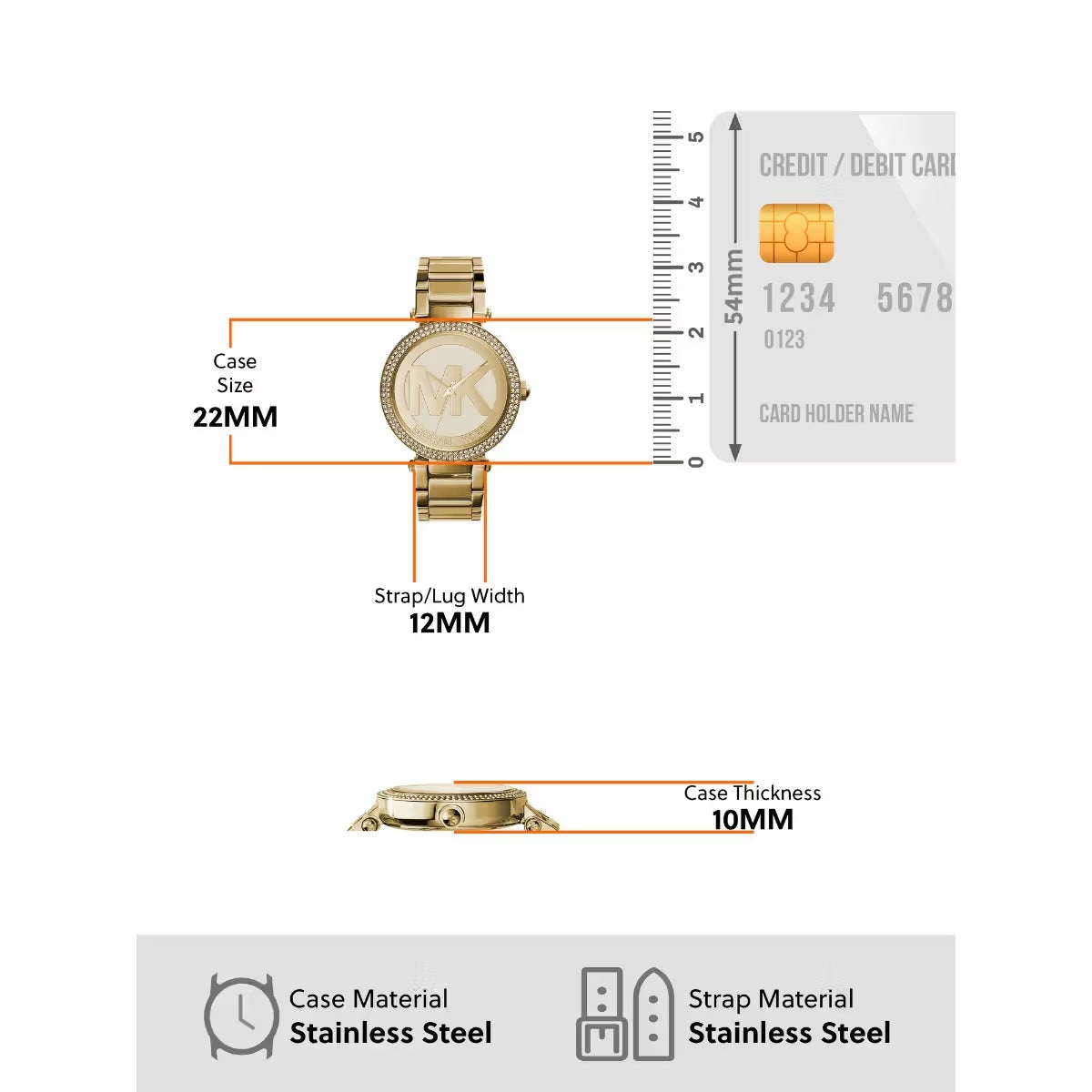 Relógio Michael Kors Parker MK5784 para Mulher – Aço Dourado com Cristais