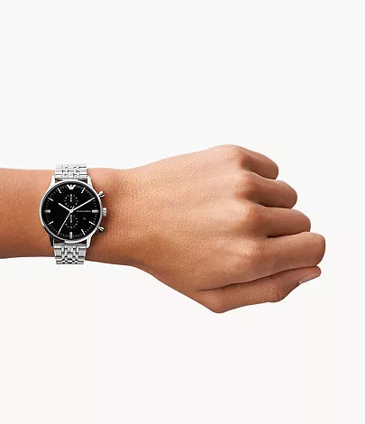 Relógio Emporio Armani AR0389 Gianni para Homem – Aço Prateado