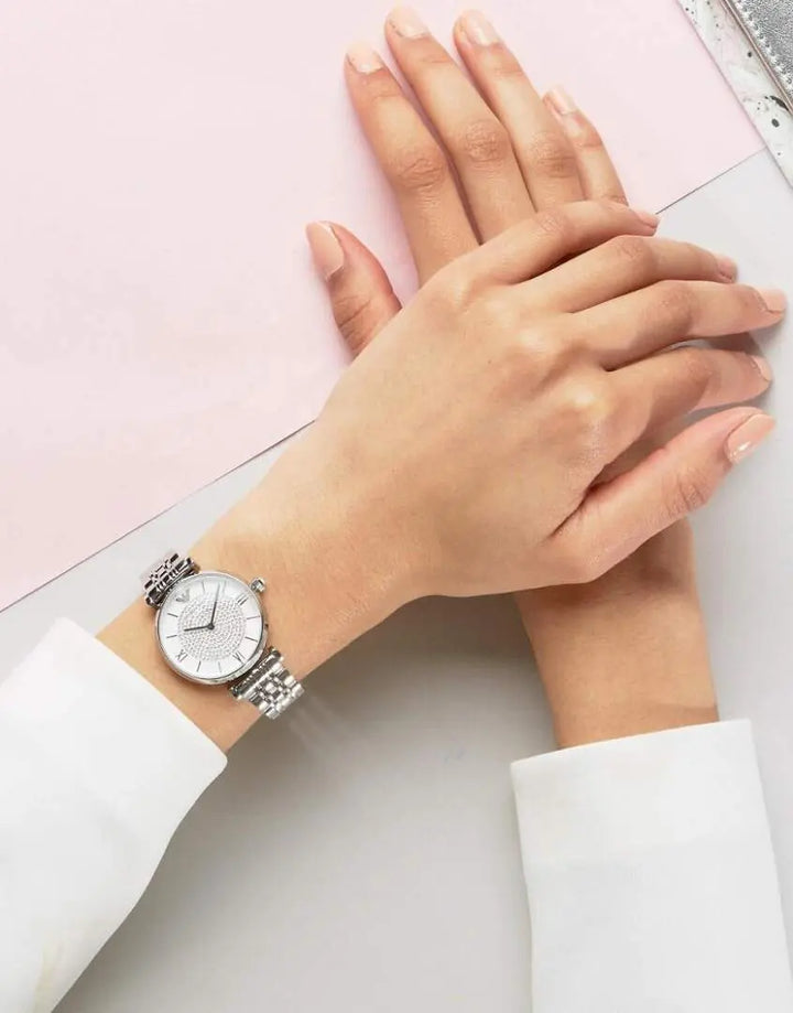 Reloj Emporio Armani Gianni T-Bar Crystals AR1925 plateado