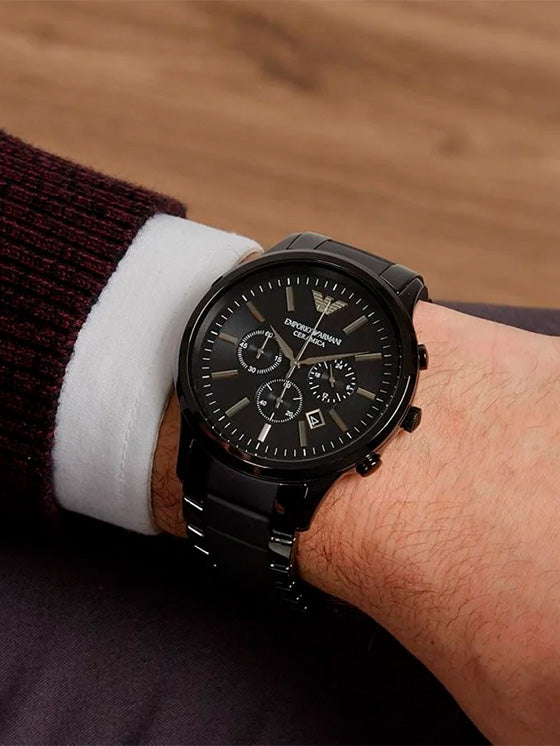 Reloj cronógrafo de cerámica negro Emporio Armani AR1452