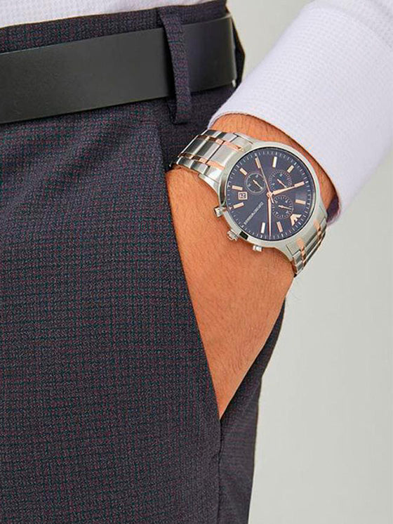 Orologio Cronografo Quarzo Quadrante Blu AR80025 Emporio Armani