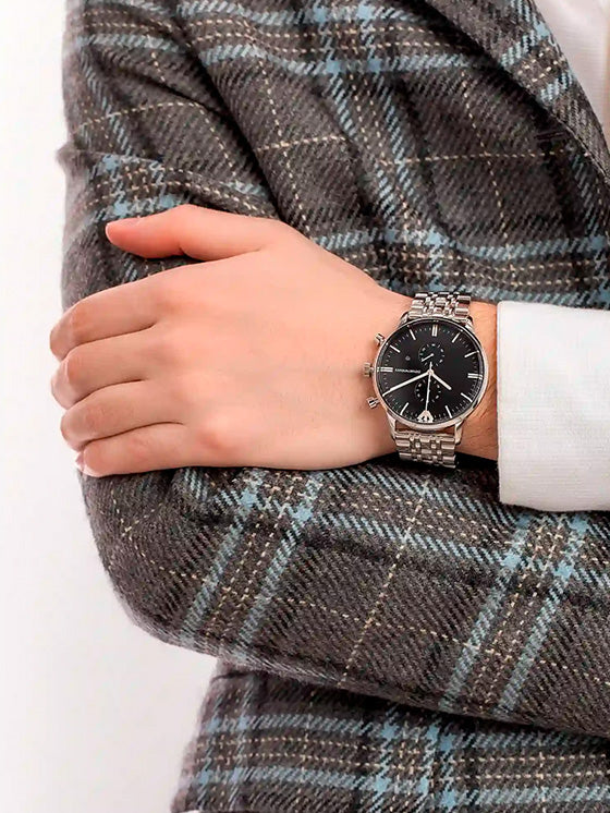 Relógio Emporio Armani AR0389 Gianni para Homem – Aço Prateado