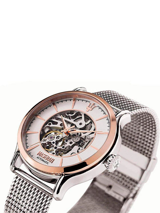 Relógio Maserati Epoca Automático Open Heart R8823118001 Prateado