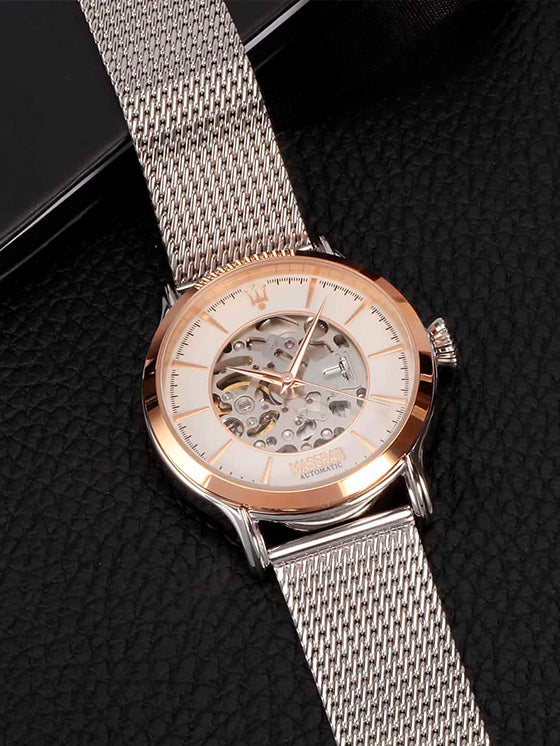 Relógio Maserati Epoca Automático Open Heart R8823118001 Prateado