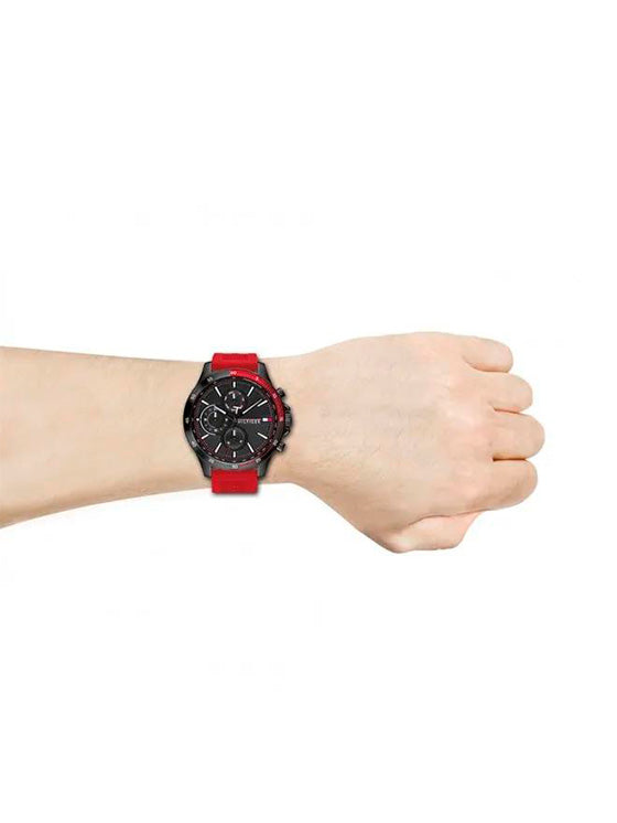 Relógio Tommy Hilfiger Bank 1791722 Silicone Vermelho