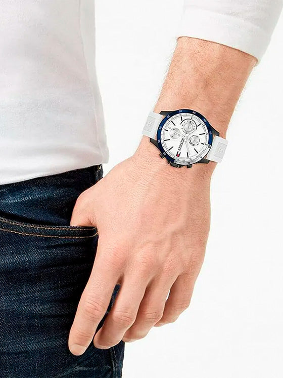 Relógio Tommy Hilfiger Bank 1791723 Silicone Branco