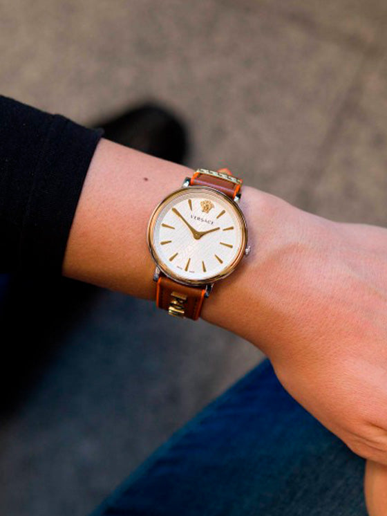 Relógio Versace VBP070017 V-Circle Castanho