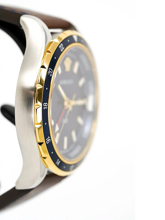 Relógio Versace Hellenyium V11080017 GMT Couro Azul