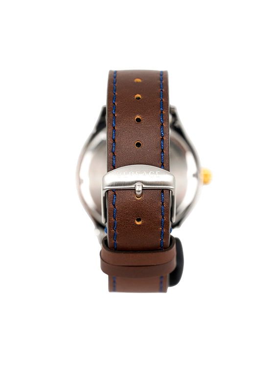 Relógio Versace Hellenyium V11080017 GMT Couro Azul