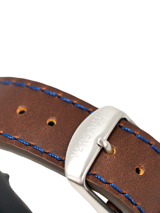 Relógio Versace Hellenyium V11080017 GMT Couro Azul