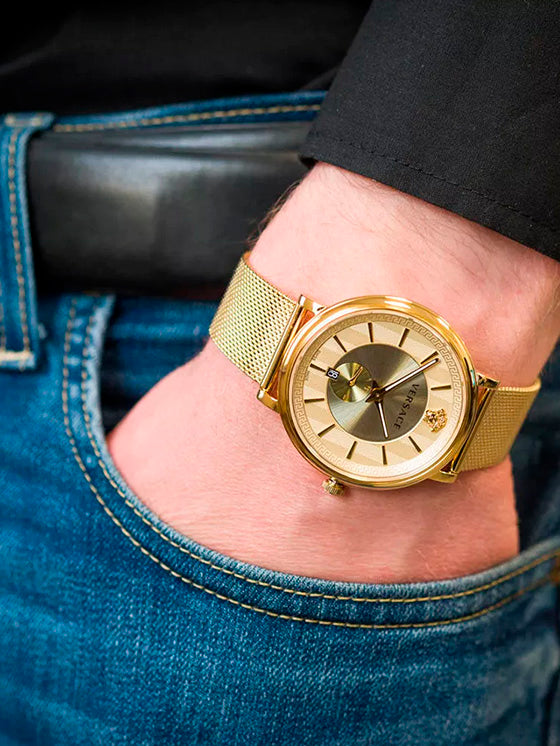 Reloj Versace V-Circle Hombre Oro VBQ070017