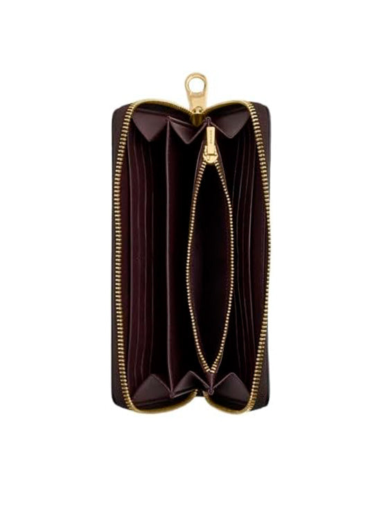 Carteira Coach com fecho longo em lona Castanho