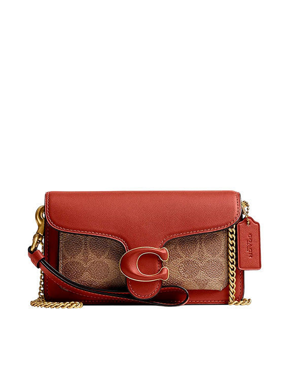 Bolsa Coach Tabby Wristlet lona Castanho