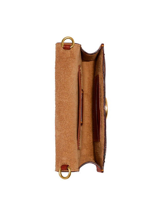 Bolsa Coach Tabby Wristlet lona Castanho