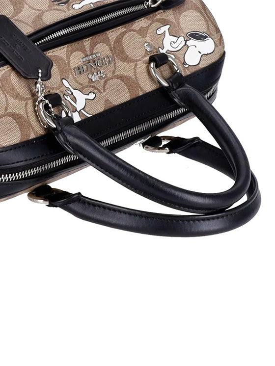 Bolsa Rowan Satchel com Snoopy COACH x Peanuts Marrom