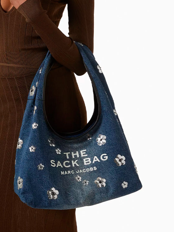 Bolsa Saco Marc Jacobs  Sequin Daisy Denim Azul