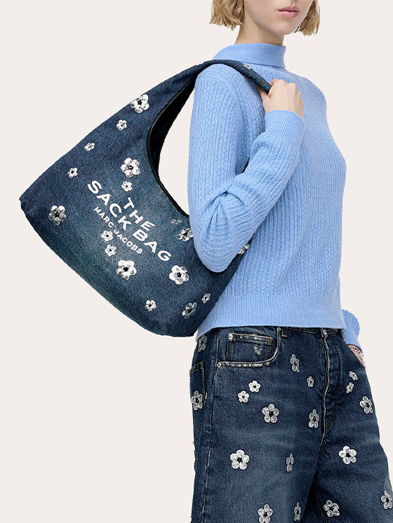 Bolsa Saco Marc Jacobs  Sequin Daisy Denim Azul