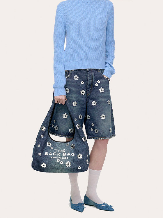 Bolsa Saco Marc Jacobs  Sequin Daisy Denim Azul