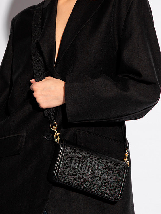 Mala de ombro Marc Jacobs The Leather Mini Tote Preto