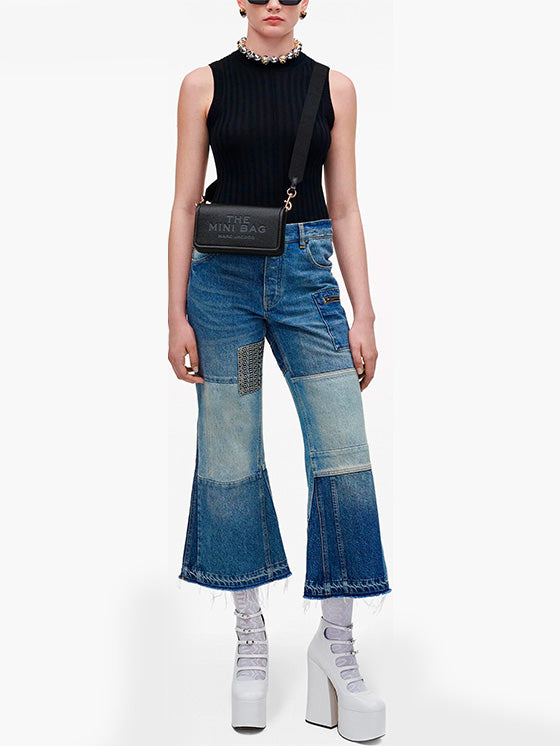 Mala de ombro Marc Jacobs The Leather Mini Tote Preto