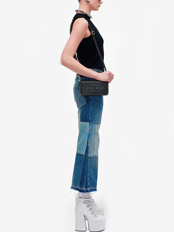 Mala de ombro Marc Jacobs The Leather Mini Tote Preto