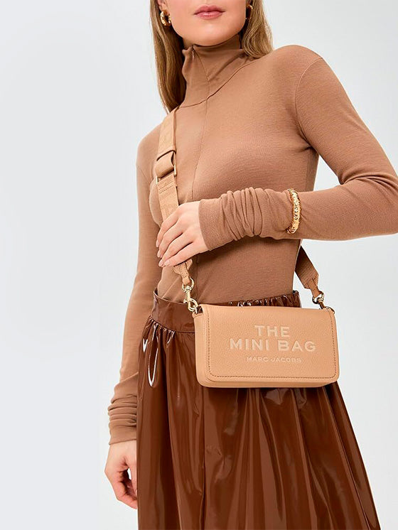 Mala de ombro Marc Jacobs The Leather Mini Tote Bege