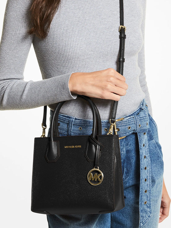 Bolso de mano Michael Kors Mercer Pebble negro