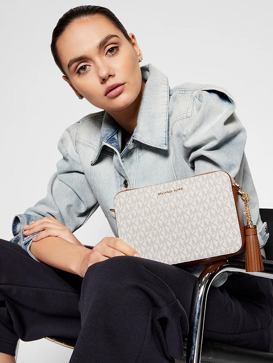 Mala de tiracolo Michael Kors Jet Set 32F8GF5M2B Branco