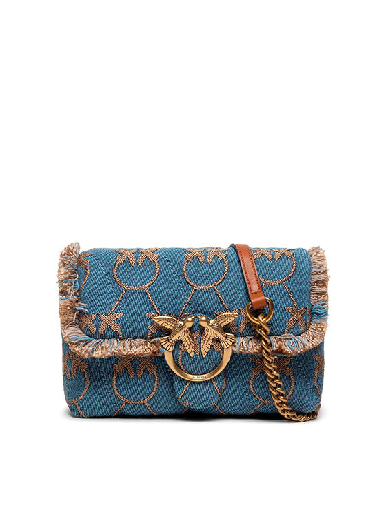 Bolsa Pinko Love Baby Puff Denim Logo – Azul