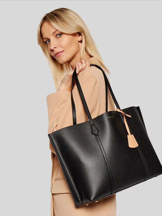 Bolso tote Perry con tres compartimentos, color negro, de Tory Burch