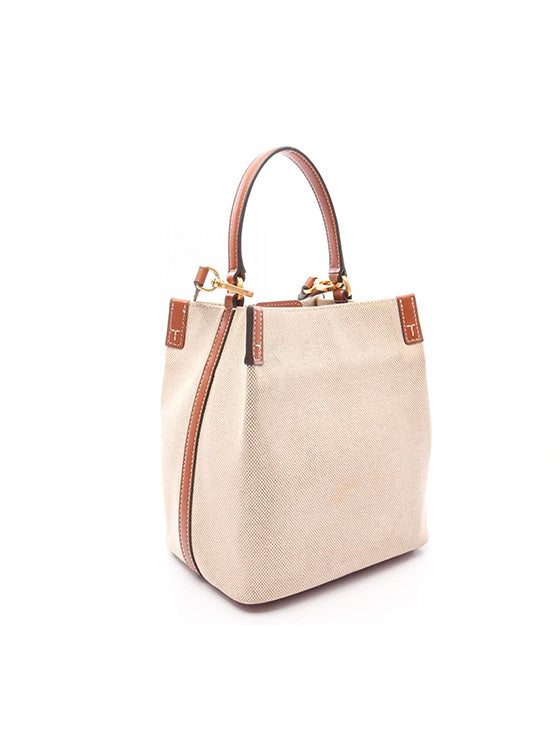 Bolsa de Ombro Tory Burch Canvas Leder 2 Way Bag