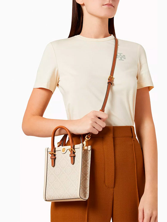 Mala de Ombro Tory Burch Mini T Monogram Tote Bag