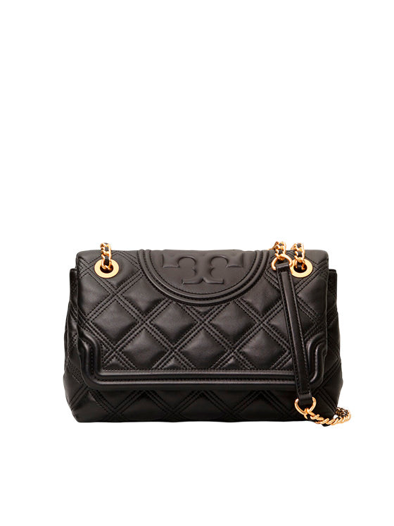Mala Tory Burch Soft Fleming Black Quilted 56716 Preta