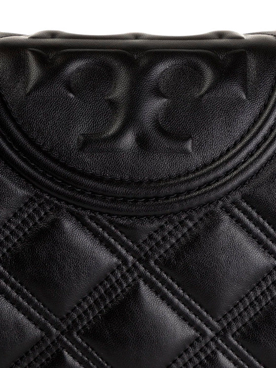Mala Tory Burch Soft Fleming Black Quilted 56716 Preta