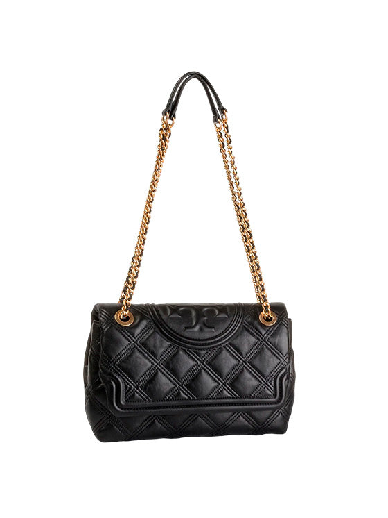 Mala Tory Burch Soft Fleming Black Quilted 56716 Preta