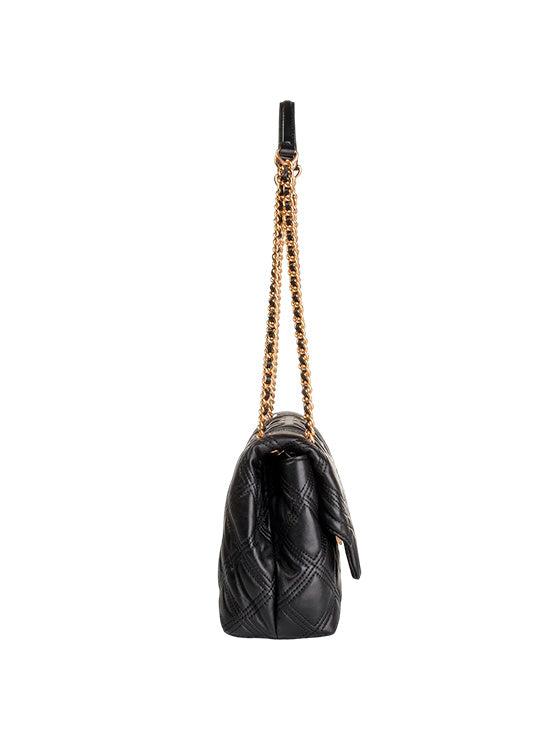 Mala Tory Burch Soft Fleming Black Quilted 56716 Preta