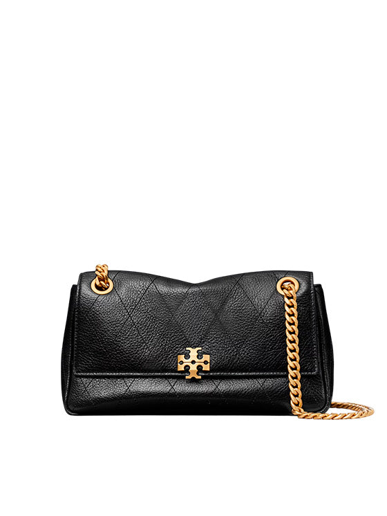 Mala Tory Burch Small Charlie Quilted Shoulder Bag 185829 Preta