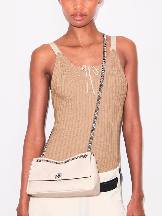 Mala Tory Burch Soft Fleming White Quilted 185829 Bianco